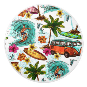 Hawaii Surfing Pattern Ceramic Knob