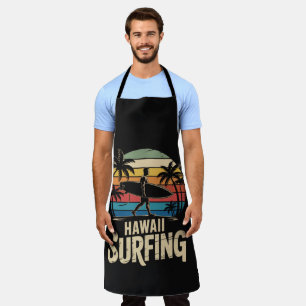 hawaii surfing retro - vintage sunset beach surfer apron