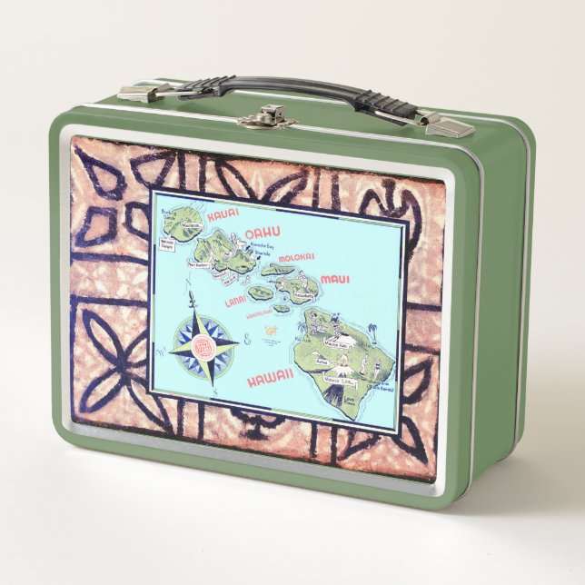 Hawaii Tapa  Metal Lunch Box (Front)
