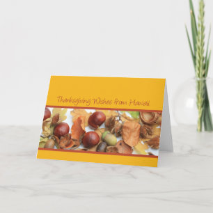 Hawaii thanksgiving wishes foliage border holiday card