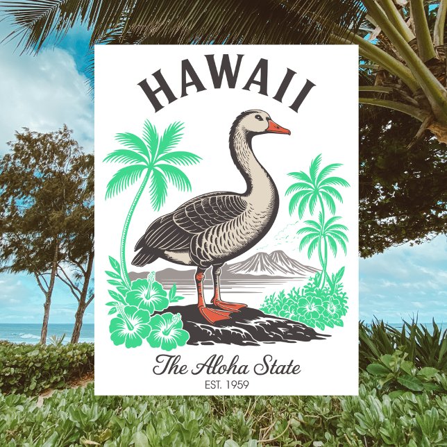 Hawaii The Aloha State Est. 1959 Nēnē Travel Postcard (Hawaii The Aloha State Est. 1959 Nēnē Travel Postcard)