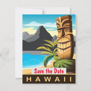 Hawaii Tiki Beach Tropical wedding Invitation