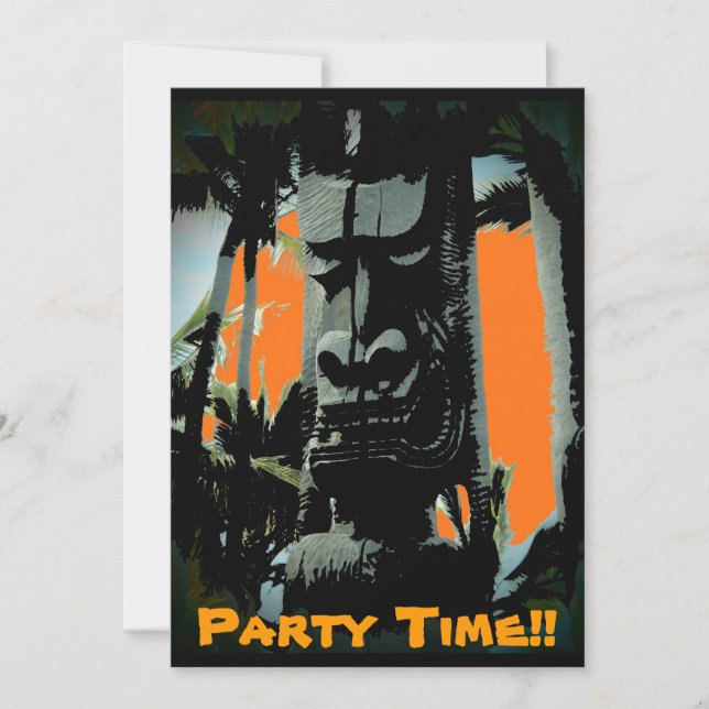 Hawaii tiki theme customisable invitations (Front)