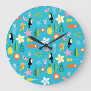 Hawaii Toucan Surf Vintage Large Clock