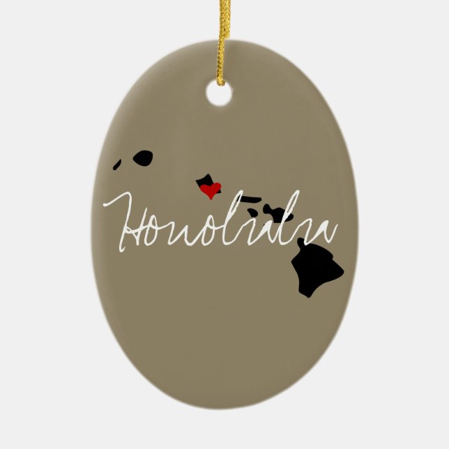 Hawaii Town Ceramic Tree Decoration (Front)