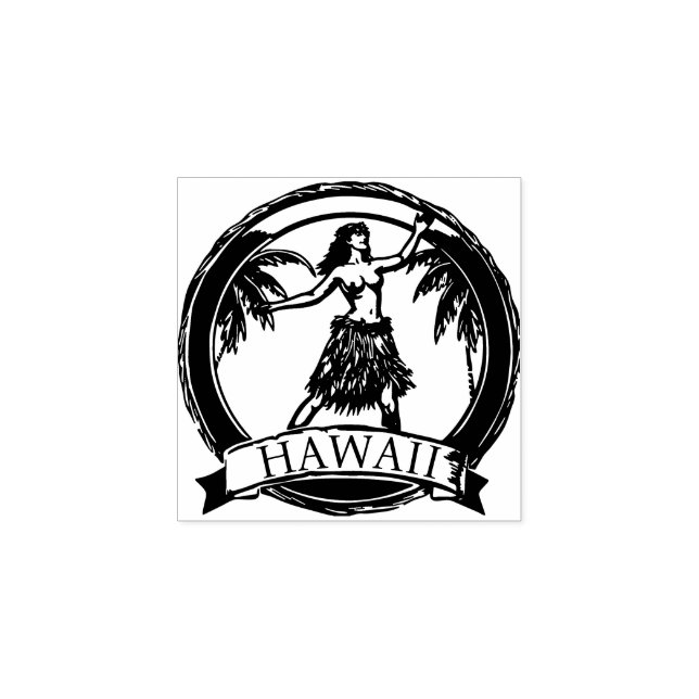 Hawaii Travel Hula Dancer Rubber Stamp (Imprint)