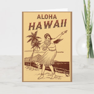 Hawaii Travel Hula Girl Card
