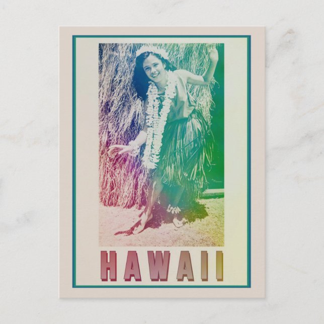Hawaii Travel Hula Girl Postcard  (Front)