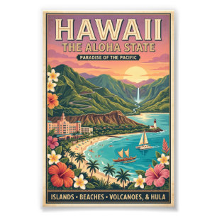 Hawaii Travel Poster - The Aloha State Paradise