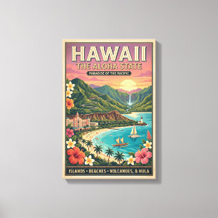 Hawaii Travel Poster - The Aloha State Paradise Canvas Print
