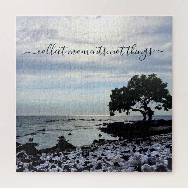 Hawaii Tree Silhouette Beach Collect Moments Quote Jigsaw Puzzle (Vertical)