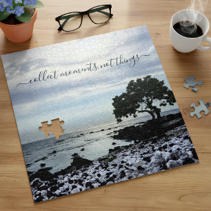 Hawaii Tree Silhouette Beach Collect Moments Quote Jigsaw Puzzle