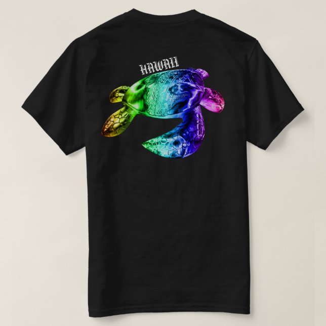 Hawaii Tribal Honu Rainbow T-Shirt (Design Back)