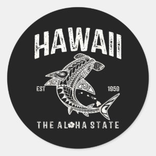 Hawaii Tribal Shark Aloha lynesian Hawaiian Beach Classic Round Sticker
