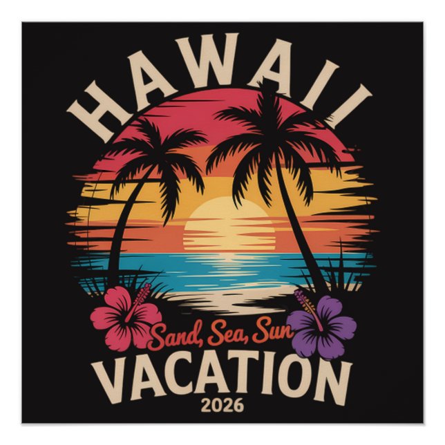 Hawaii Trip 2026 Summer Vacation Beach Poster (Front)