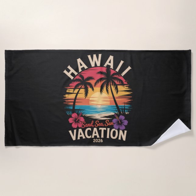 Hawaii Trip 2026 Summer Vacation Beach Towel (Front)