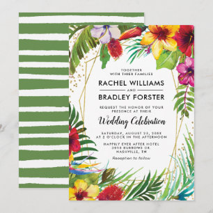 Hawaii Tropical Beach Floral Wedding Invitation