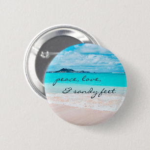 Hawaii Tropical Beach Photo Peace Love Sandy Feet 6 Cm Round Badge