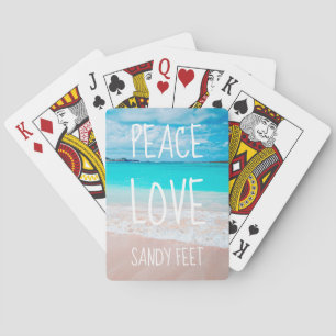 Hawaii Tropical Beach Photo Peace Love Sandy Feet Playing Cards