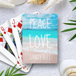 Hawaii Tropical Beach Photo Peace Love Sandy Feet Playing Cards