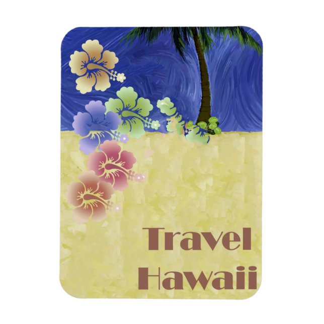 Hawaii Tropical Beach Retro Vintage Travel Poster Magnet (Vertical)