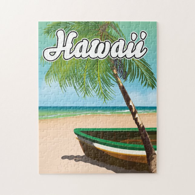 Hawaii Tropical Beach travel poster Jigsaw Puzzle (Vertical)