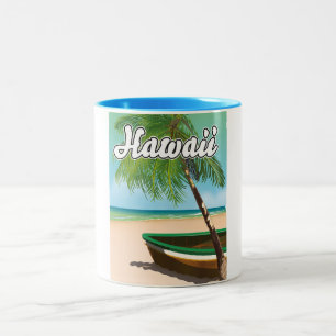 Hawaii Tropical Beach travel poster Two-Tone Coffee Mug