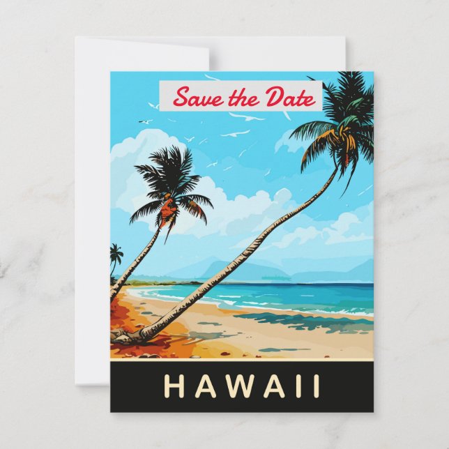 Hawaii Tropical Beach Wedding Invitation (Front)