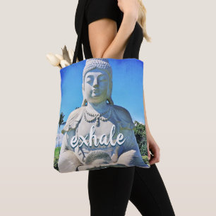 Hawaii Tropical Buddha Photo Exhale Script Stylish Tote Bag