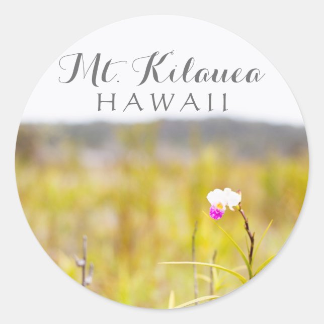 Hawaii Tropical Orchid Volcanoes National Park Classic Round Sticker (Front)