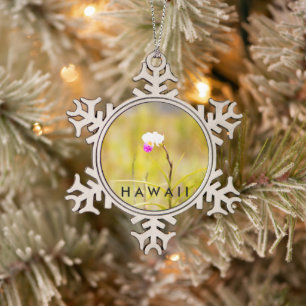 Hawaii Tropical Orchid Volcanoes National Park Snowflake Pewter Christmas Ornament