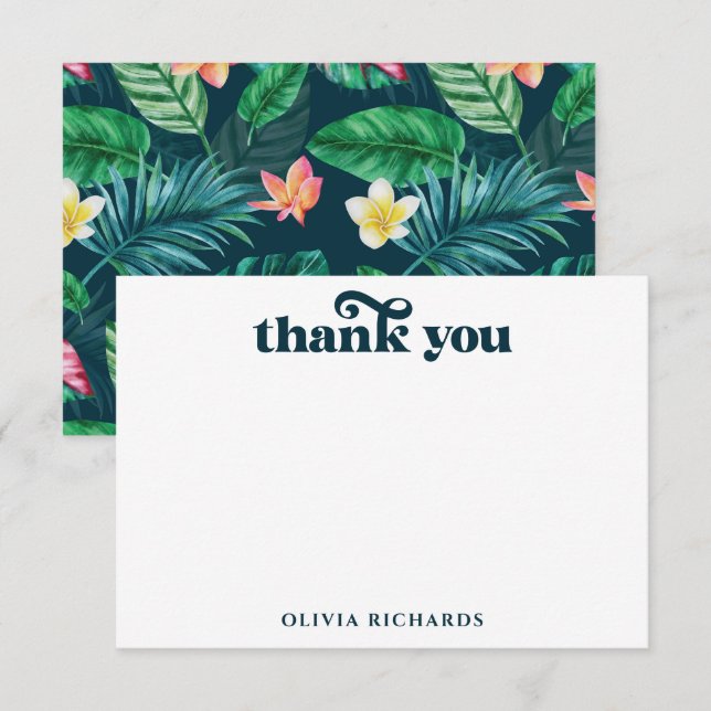 Hawaii Tropical Palm Leaves Luau Bridal Shower Thank You Card (Front/Back)
