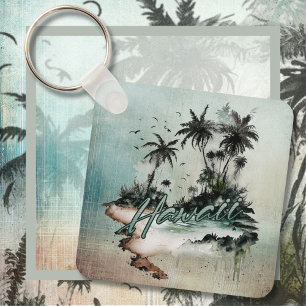 Hawaii Tropical Palm Tree Island Key Ring