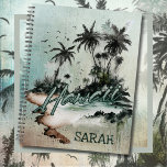 Hawaii Tropical Palm Tree Island Planner<br><div class="desc">Cool Muted Beach Colours,  Hawaii Logo & Drifting Tropical Palm Tree Island.</div>