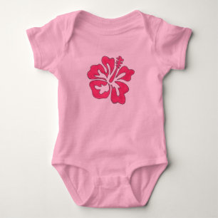 Hawaii Tropical Pink Hibiscus Flower Hawaiian Baby Bodysuit