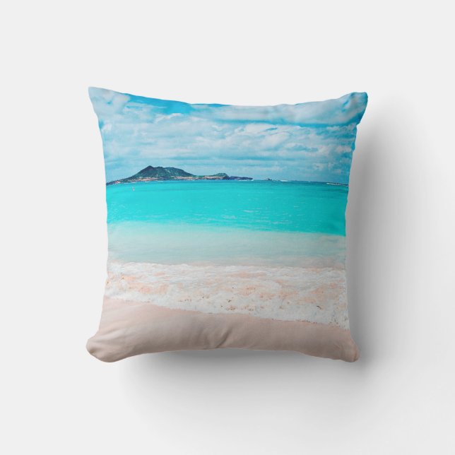 Hawaii Tropical Turquoise Ocean Sandy Beach Photo Cushion (Front)