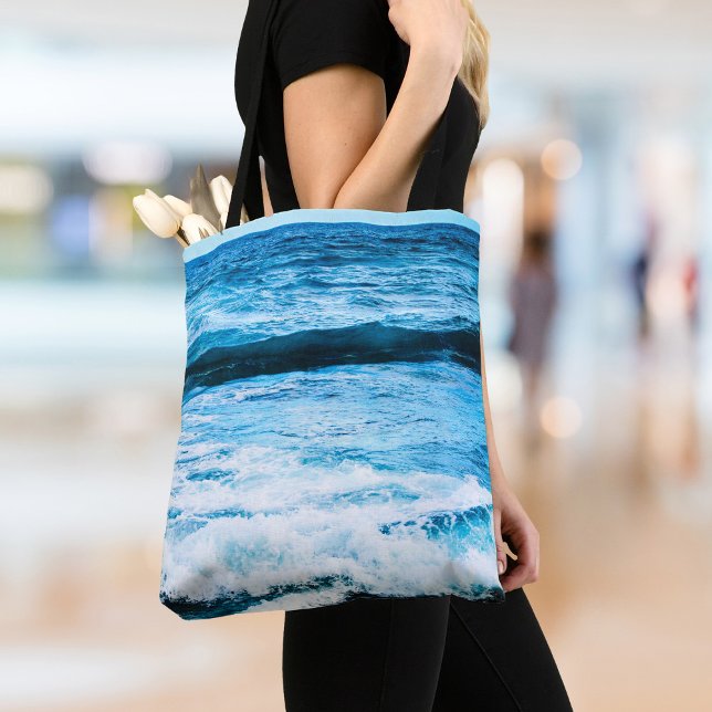 Hawaii tropical turquoise ocean waves photography tote bag (Creator Uploaded)