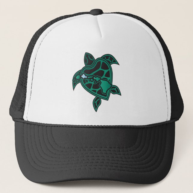 Hawaii Turtle and Hawaii Islands Trucker Hat (Front)