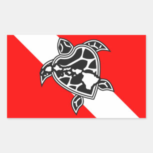Hawaii Turtle Dive Flag Rectangular Sticker