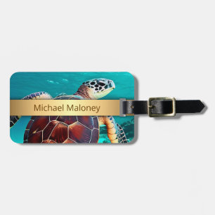 Hawaii Turtle Honu Personalised Luggage Tag
