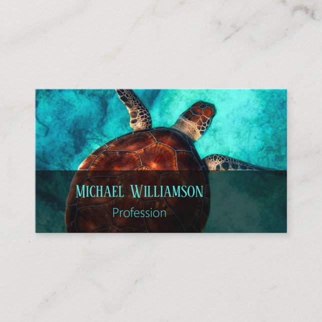 Hawaii Turtle Honu Photo Business Card (Front)