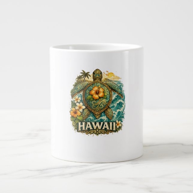 Hawaii Turtle Large Coffee Mug (Front)
