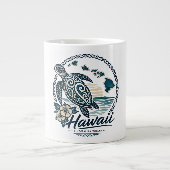 Hawaii Turtle Large Coffee Mug (Front)