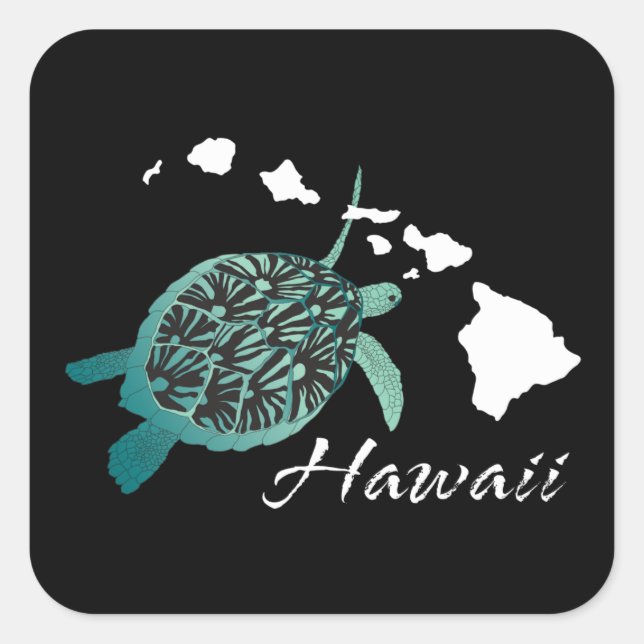 Hawaii Turtle Square Sticker (Front)
