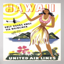 Hawaii -United Air Lines (1950) Vintage