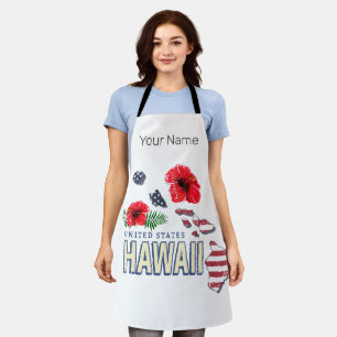 Hawaii United States Retro State Map USA Souvenir Apron