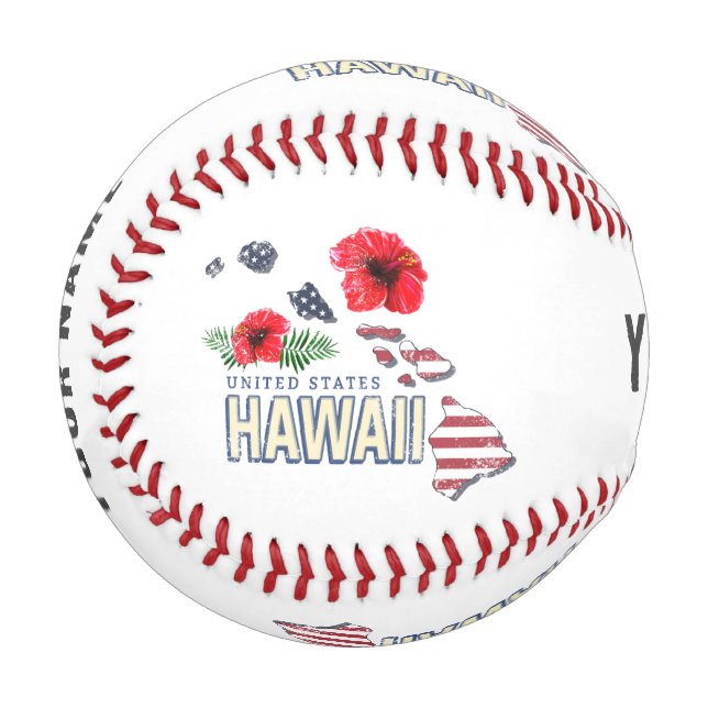 Hawaii United States Retro State Map USA Souvenir Baseball (Front Left)