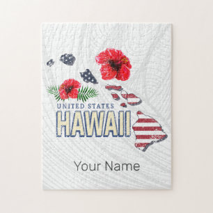 Hawaii United States Retro State Map USA Souvenir Jigsaw Puzzle