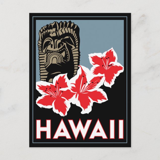 hawaii united states usa art deco retro travel postcard (Front)