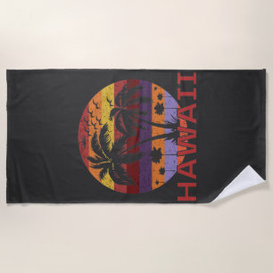 Hawaii US Vintage Palm Trees Travel Beach Towel